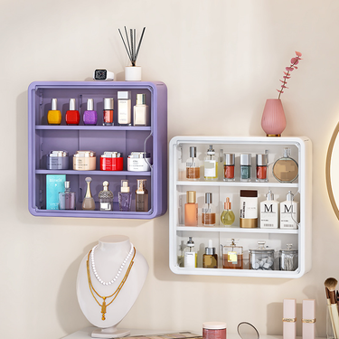 Wall Mounted Bathroom Organizer - No Drill Hanging Storage Box For Shower & Toilet (Waterproof Cosmetic Holder)_voghion.com
