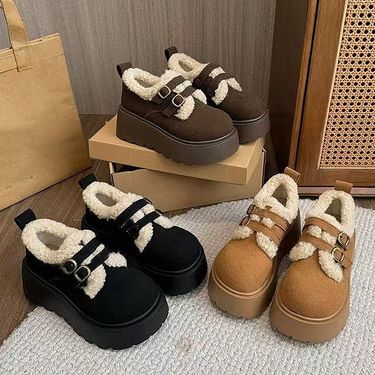 SHLIANG New Women's Winter Fashion Round Toe Designer Snow Boots Lace Up Walking Comfortable Lightweight Short Boots X0065_vogvips.com