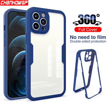 360 Double Front Screen Film Hard Back Case For iPhone 14 13 12 11 Pro Max X XR XS Max 8 7 Plus Silicone Clear Transpare_voghion.com