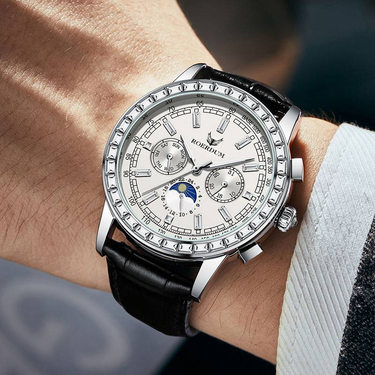 Transcendent Master Collection 2025 Men's Mechanical Watch - Multifunction Black Leather Strap, 30M Waterproof, Luminous, Luxury Style_voghion.com