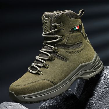 High-top Boots Men Anti-slip Lace-up Breathable Outdoor Hiking Shoes Men Shock-absorbing Lace-up Low-top Casual Sports Shoes Men_voghion.com