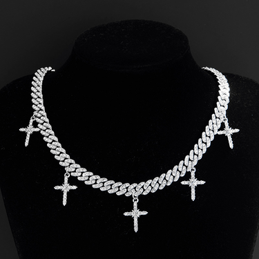 New Cross Necklace Niche Design Full Diamond Fashion Autumn Winter Accessories Hip Hop Jewelry_voghion.com