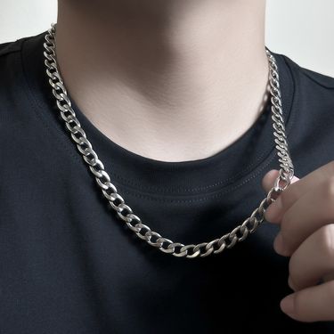 Basic Versatile Hip-Hop Cuban Titanium Steel Necklace Niche Style Punk Cool Trend Non-Fading Sweater Chain_voghion.com