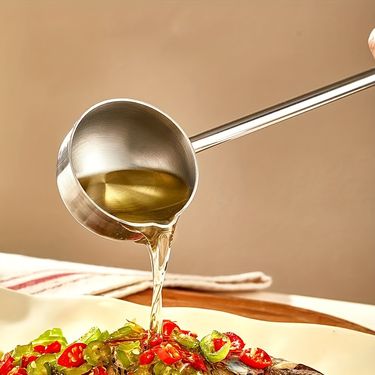 1PC 304 Stainless Steel Oil Spoon Soup Spoon Kitchen Long Handle Soup Hot Oil Small Spoon_voghion.com