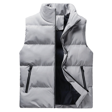 Men's cotton vest, 2021 winter new warm casual jacket, thickened standing collar, fashionable vest for external wear_voghion.com