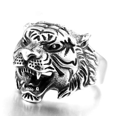 Street Hip Hop Punk Men's Ring Jewelry Rock Cool Retro Alloy Men's Ring European And American Personality Tiger Head Alloy Ring_voghion.com