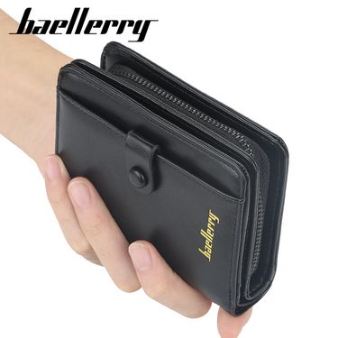 Baellerry wallet men's short vertical multi-card slot driver's license coin purse youth zipper card holder_voghion.com