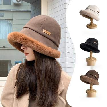 Fisherman Children's Winter Outdoor Northeast Plush Thickened and Versatile Warm Ear Protection with Label Bowl Hat_voghion.com