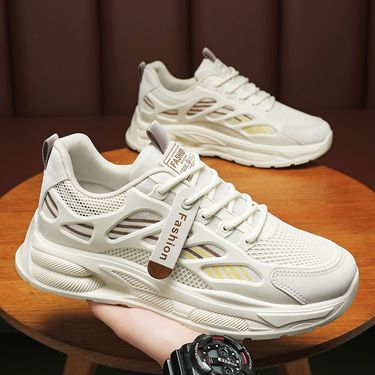2024 Spring New Breathable Mesh Men's Trendy Versatile Thick-Soled Sneakers Casual Dad Shoes_voghion.com