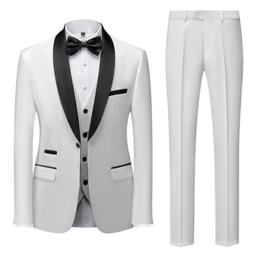 Men's 3-Piece Wedding Suit - Business Ceremonial Tuxedo | Officiant & Groom Formal Wear_voghion.com