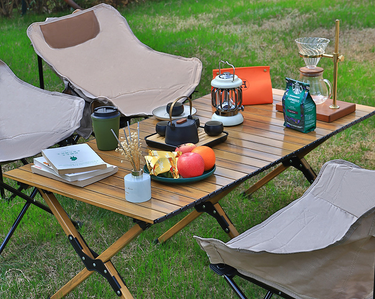 Outdoor Folding And Chairs Aluminum Alloy Egg Roll Portable Camping BBQ Table Set_voghion.com