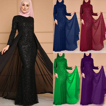 Women's Clothing Sequined Skirt Women's Elegant Temperament Celebrity Sweet Slim Fit Long Sleeve Dress LS1409_ecoleips.com