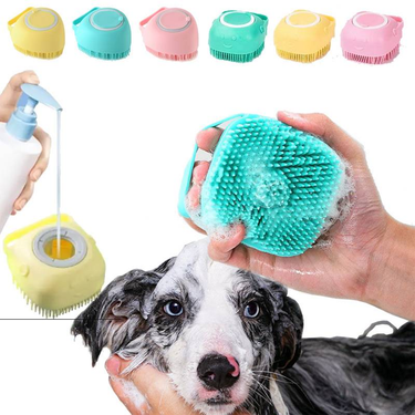 Softness Silicone Pet Brush For Dog & Cat, Dog Hair Massage Bath Brush With Shower Gel Dispenser_voghion.com