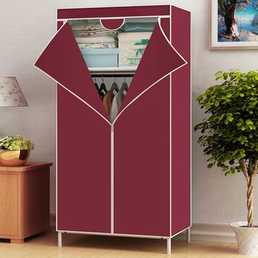 Heavy-Duty Fabric Wardrobe With Reinforced Metal Frame, 150x70x45cm Portable Closet For Dorm, Apartment & Small Spaces (Multiple Colors & Styles)_voghion.com