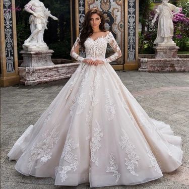 New Long Sleeved Slim Bride Main Wedding Dress Heavy Duty High End Wedding Dress For Women_voghion.com