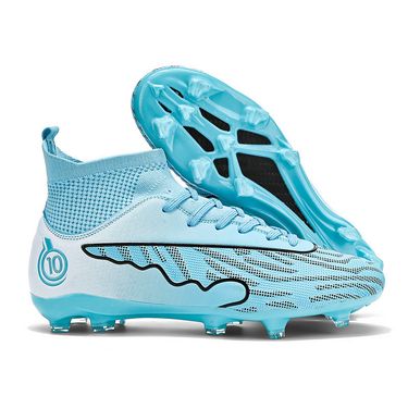 Large Size Football Shoes Men's High Top Junior Student Game Training Shoes Artificial Turf Nails_voghion.com