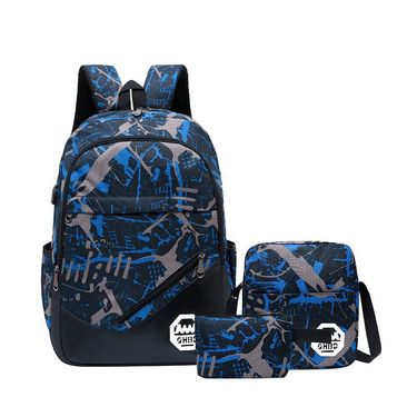 Men's Backpack Sports Multifunctional Backpack Men's Business Large Capacity Junior High School Student Backpack Three Piece Set_voghion.com