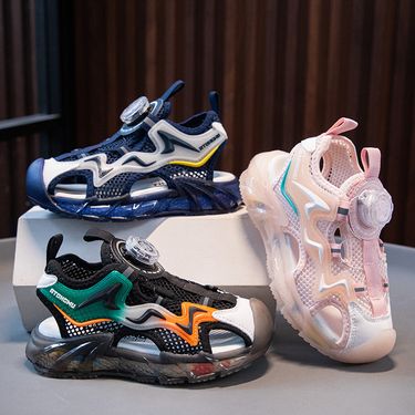 Sandals Summer New Children's Headband Rotating Button Boys' Hollow Breathable Beach Shoes Girls' Trend_voghion.com