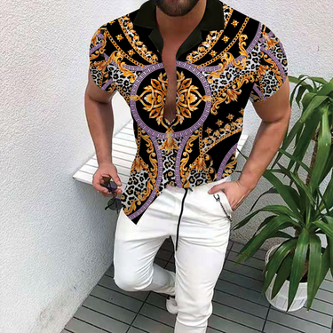 Fashion Tops Men's Shirt Luxury Pattern Printing Lapel Outdoor Street Short Sleeve Button Printing Clothing Clothing New Shirts T-Shirt_voghion.com