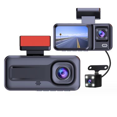 Infrared night vision driving recorder HD 1080 three-lens reversing visual Three-recording sticky car recorder_voghion.com