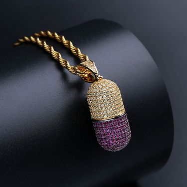 Personalized Capsule Pill Pendant Micro Inlaid Zircon Detachable Pendant Hip Hop Men And Women With The Same Amount_voghion.com