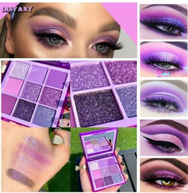 INSFANY Eyeshadow Raspberry Sauce Purple Nine Color Brightening Eye Embellish Polarizing Diamond Purple Christmas Stage Makeup_voghion.com
