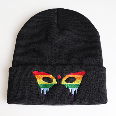 Tide hat Carl Color Butterfly Embroidery knitted hat autumn winter ski hat Pullover Hat Wool Hat_voghion.com