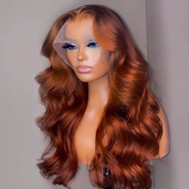 13x4 Reddish Brown Body Wave Lace Frontal Human Hair Wig Lace Frontal Wig Human Hair Wig Pre Plucked Brazilian Hair _voghion.com