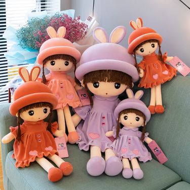 Cute Rabbit Ear Sweetheart Doll Plush Toy Doll Girl Bed Sleeping Doll Throw Pillow Girl Birthday Gift_voghion.com