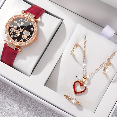 Love Full Diamond Fashion Watch Goddess Watch Love Jewelry suit Necklace Earrings Ring Combination_voghion.com