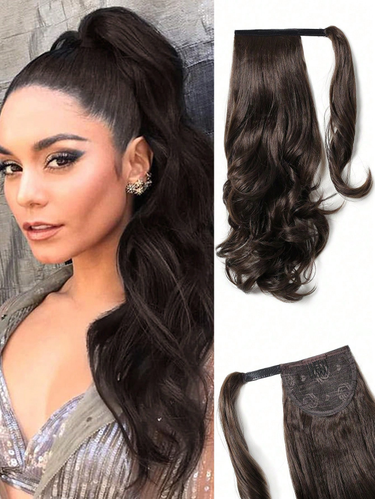 Extension Long Wavy Ponytail 22 Inch Wrap Around Synthetic Wigs Natural Ombre Brown Ponytails Piece Pony Tail Hair_voghion.com