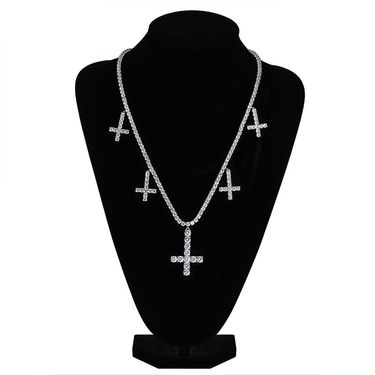 Jin Ao Jewelry European American INS Hot-Selling Inverted Cross Necklace For Men And Women Trendy Full Zircon Hip-Hop_voghion.com