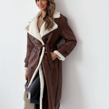 Women's Clothing new double wear stand collar lapel coat wear composite leather plush_voghion.com