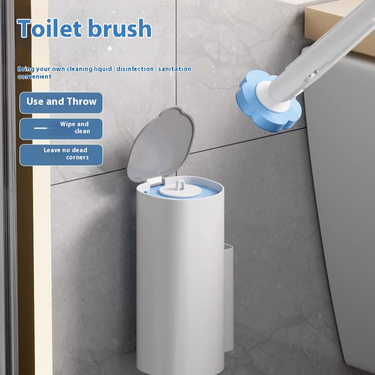 Disposable Toilet Brush With Wall Mount Holder - Hygienic No-Touch Cleaning Replaceable Brush Heads For Bathroom (Pack Of 3)_voghion.com