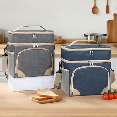 Double Layer Insulation Bag For Outdoor Camping, Picnicking, Office Workers, Large Capacity Lunch Box Insulation Bag_voghion.com