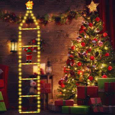 LED Christmas Ladder Lights With Remote Control - 6-Step Santa Claus Decoration For Indoor & Outdoor Holiday Decor_voghion.com