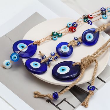 Devil's eye new product evil eye hemp rope water drop pendant car keychain fashion car hanging accessories cross border wholesale_voghion.com