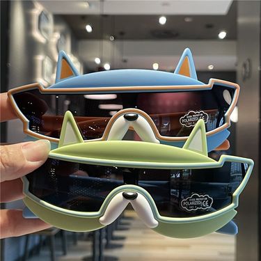 Kids' Polarized Sunglasses - UV400, Soft Silicone Frame, Animal Designs (French Bulldog/Dino), Fun Cartoon Style, For Outdoor & Play_voghion.com