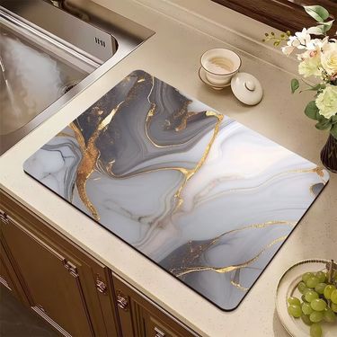 Premium Tech Fabric & Diatomite Kitchen Drying Mat - Non-Slip Square Absorbent Pad For Dishes, Heat-Resistant Table Protector_voghion.com