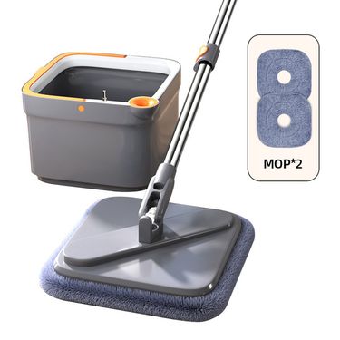Spin Mop with Bucket Hand Free Squeeze Mop Automatic Separation Flat Mops Floor Cleaning with Washable Microfiber Pads_voghion.com