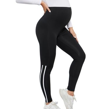 Family matching new black maternity trousers high waist hip tight elastic leggings adjustable maternity wear_voghion.com