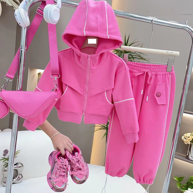Kid's Clothing 2024 Girls Suits Internet Celebrity Hot Style Back To School Season Baby Girl Autumn Hooded Sports Two Piece Suit_voghion.com