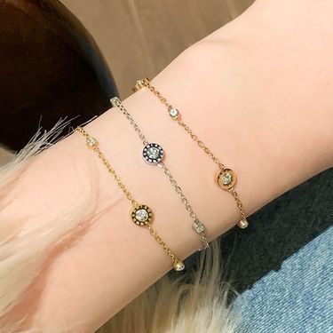 Titanium Steel Color-Retaining Roman Zircon For Women, Bracelet, Light Luxury Niche Friendship Bracelet_voghion.com