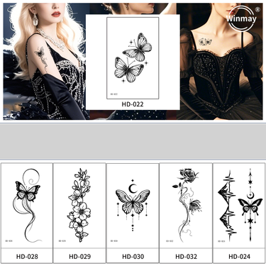 Dark Series Tattoo Stickers Butterfly Tattoo Stickers Ins Style Waterproof Sweat Sexy Clavicle Tattoo Stickers_voghion.com