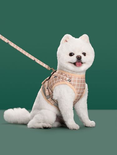 1 Set Of Reflective Plaid Pet Harness & Leash Set - Vest-Style, Breathable, Best-Selling Pet Supplies For Dogs & Cats_voghion.com