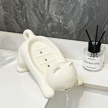 New Style Box Personalized Cartoon Cat Creative Cute Bathroom Holder Draining Household Soap_voghion.com