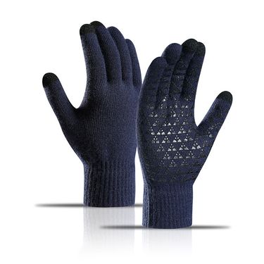 Knitted gloves with fleece thickening touch screen knitted cycling anti-slip offset warm winter gloves_voghion.com