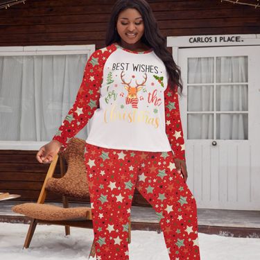 Women's Clothing large size pajamas Christmas atmosphere elk autumn new long sleeved trousers cardigan suit home clothes_voghion.com