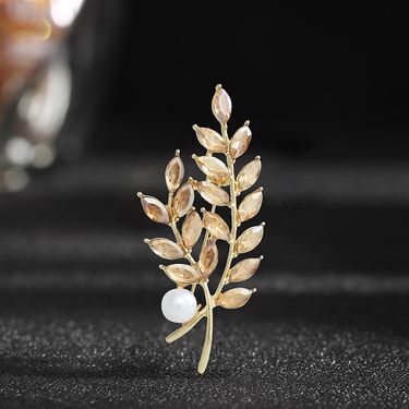 Brooch for women high end wheat ear brooch niche design anti exposure pin buckle suit fixed clothing accessories collar pin_voghion.com