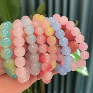 Ice transparent gradient bracelet 10mm two color soft finger bracelet student rosary hand held hand twist_viptrois.com